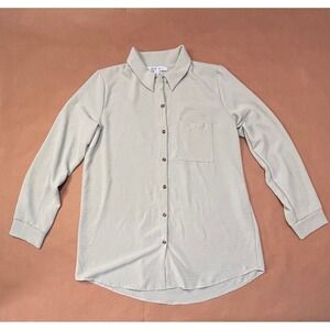 Blue Sol Sage Green Button Down Shirt Women Size M